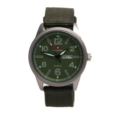 Swiss Army Men's - Jam Tangan Pria - SA 6004 M Bezel Hijau - Kanvas - Tanggal Hari