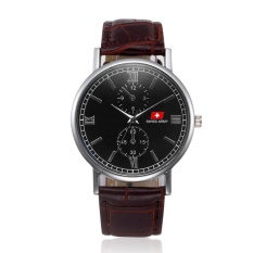Swiss Army Original - High Quality - Jam Tangan Pria dan Wanita - Strap Kulit - Cokelat Hitam