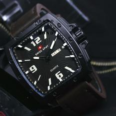 Swiss Army original SA7830 Jam Tangan Pria Darkbrown Leather Strap