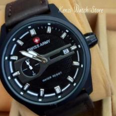 SWISS ARMY TRENDY FASHION JAM TANGAN PRIA CRONO DETIK & TANGGAL AKTIF BODY STAINLESS TALI KULIT MODEL TERBARU