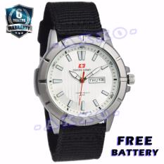 Swiss Army Unisex - Jam Tangan Pria / Wanita - Dial Putih - Kanvas Hitam - SA 029 M
