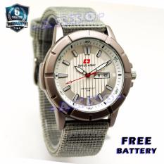 Swiss Army Unisex - Jam Tangan Pria / Wanita - Kanvas Abu - Dial Putih - SA 029 M