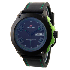 Swiss Navy Mens Sport - Hitam- Kulit - HC 5852 BL GRN