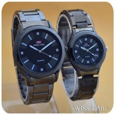 Swiss Time/Army - Jam Tangan Couple Stainless Steel ST15111 Hitam