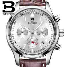 Switzerland BINGER mens watches luxury brand Quartz waterproof leather strap clock Chronograph Stop Watch Wristwatches B9202-7 - intl