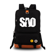 Sword Art Online Tas Laptop & KASUS Backpack Canvas Shoulder Tas (Hitam)