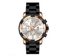 T5 Jam Tangan Chrono Sport - Silver - Gold - Black Steel