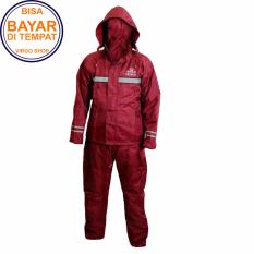 Takachi Jas Hujan 2 Rangkap Raincoat Original Bahan Tebal Seperti Axio - Merah Marun - Size M