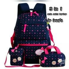 Tas backpack Sekolah - Paket 3in1 - BT Polkadot Bintang