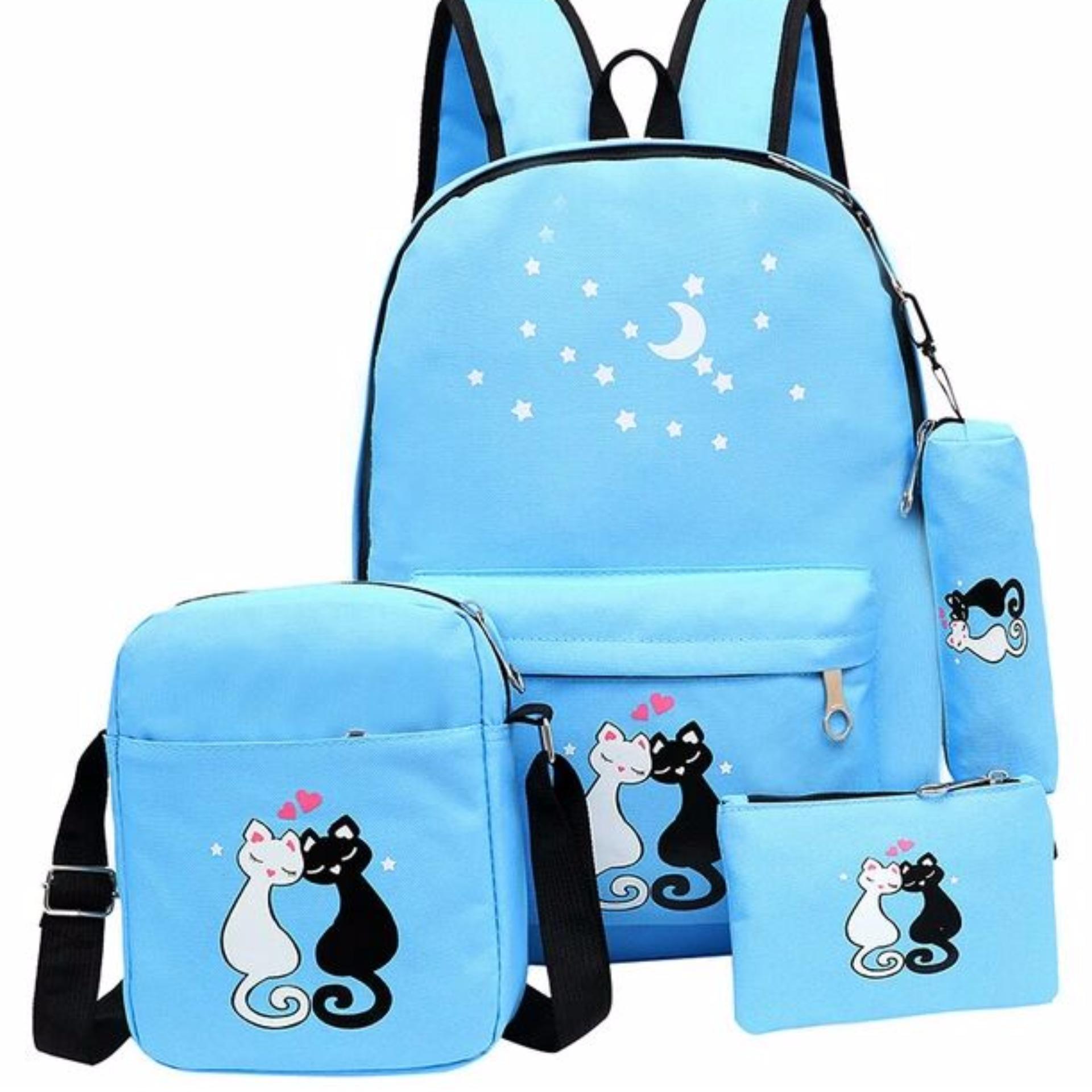 Tas Ransel Sekolah Anak 4 IN 1 Cat Love kucing panda hello kitty Promo Tas anak / Ransel anak / Tas Ransel Sekolah 3in1 motif hello kitty mickey mouse kuda poni tayo wanita cewe