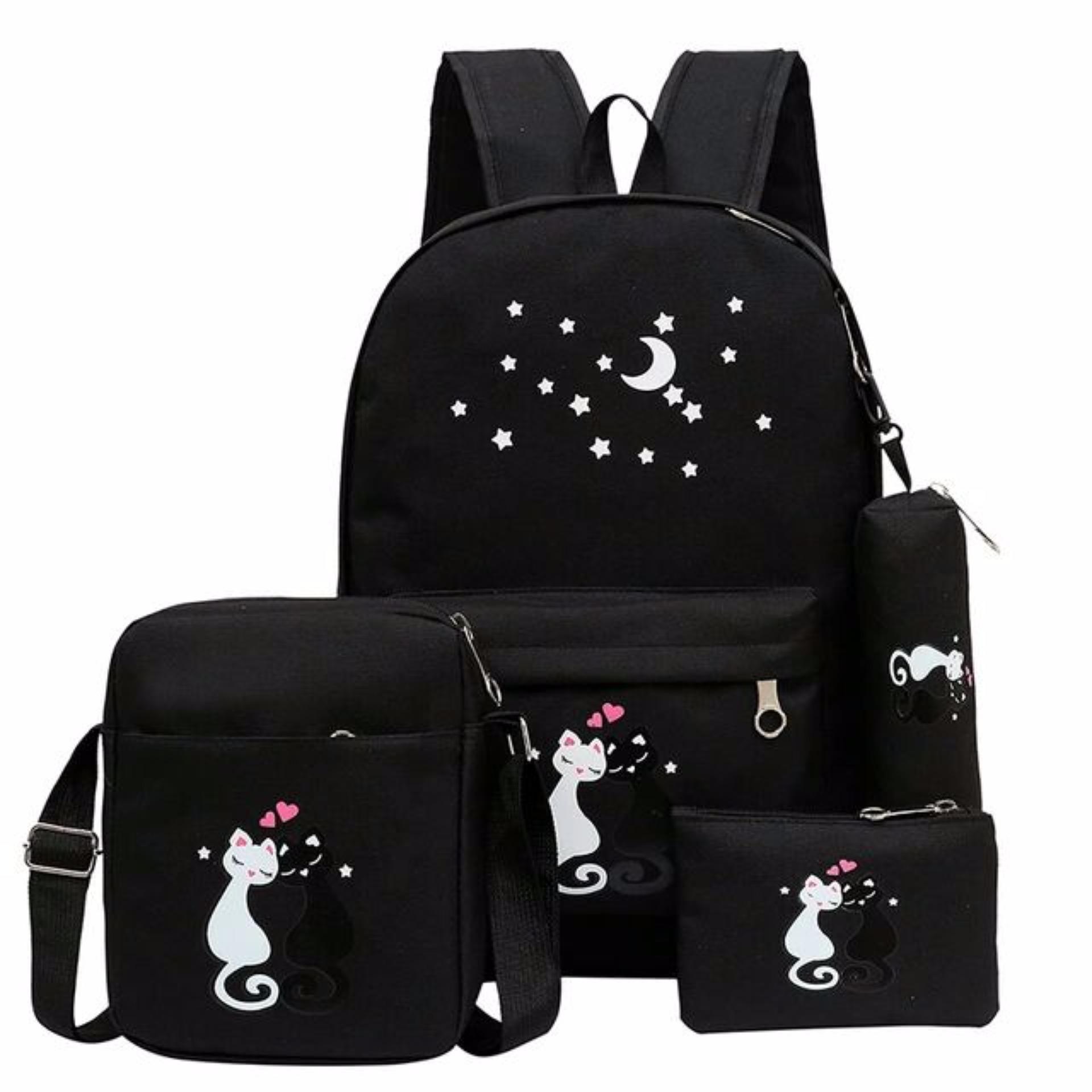 Tas Ransel Sekolah Anak 4 IN 1 Cat Love kucing panda hello kitty Promo Tas anak / Ransel anak / Tas Ransel Sekolah 3in1 motif hello kitty mickey mouse kuda poni tayo wanita cewe