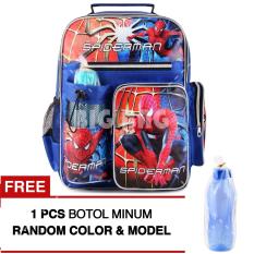 Tas Ransel Anak - Spider-Man - Great Power - School Bag Tas Sekolah Anak - BLUE + FREE Botol Minum Tas Anak Tas Sekolah Tas Anak Karakter