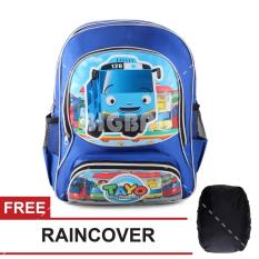 Tas Ransel Anak Tayo The Little Bus - School Day School Bag Tas Sekolah Anak - Blue + FREE Raincover