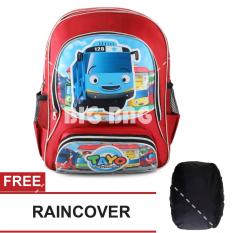 Tas Ransel Anak Tayo The Little Bus - School Day School Bag Tas Sekolah Anak - Red + FREE Raincover