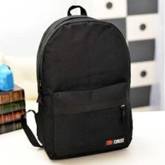Tas Ransel Casual Canvas Shoulder Travel Bag Backpack Laptop Notebook Kuliah HM-104 Men Fashion Kasual Sekolah Kerja Tas Bahu Carrier Bag Travelling Outdoor Space Luas Backpacker Bags Ada Tali Pengunci - Black