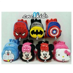 Tas Ransel / Punggung / Backpack Anak Boneka Karakter Spiderman batman cap america doraemon minnie