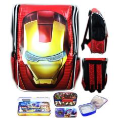 Tas Ransel Sekolah Anak Laki Laki TK Avenger Iron Man 3D Timbul Jepang LBKP / Tas Sekolah Anak pria Murah Motif Supoperhero / Tas Punggung Anak Cowok / Bahu / Tas Ransel Anak