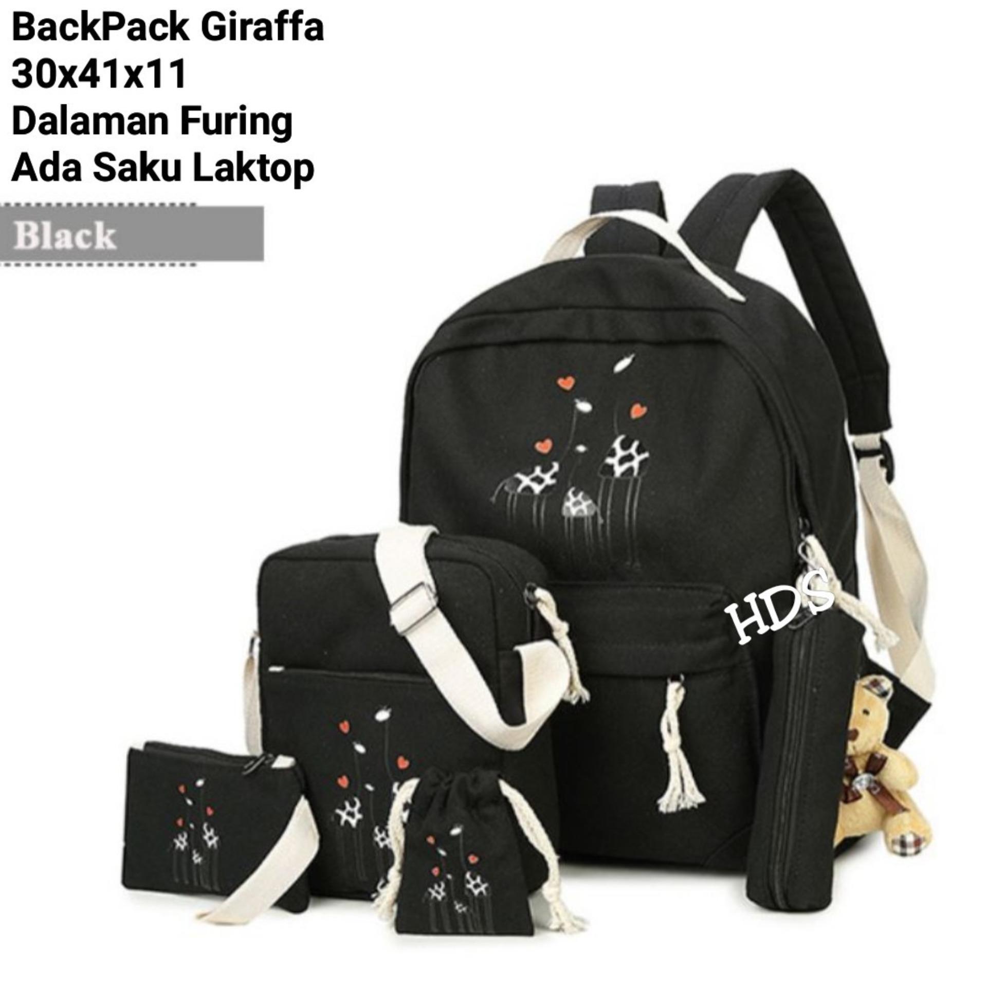 TAS RANSEL SET 5 IN 1 / BACKPACK SEKOLAH / TAS BERANAK MOTIF JERAPAH