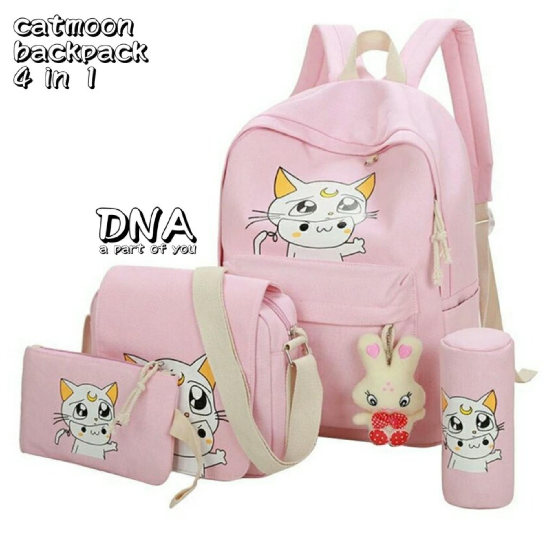 TAS RANSEL SET 4 IN 1 / BACKPACK SEKOLAH / TAS BERANAK MOTIF CATMOON