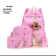TAS RANSEL SET 4 IN 1 / BACKPACK SEKOLAH / TAS BERANAK MOTIF TULIP