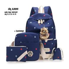 TAS RANSEL SET 4 IN 1 / BACKPACK SEKOLAH / TAS BERANAK MOTIF TULIP