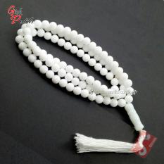 Tasbih Batu Natural giok Putih White Jade diameter isi 99 butir TGP-001