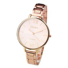 Gurih Wanita Bergaya Paduan Ikat Tipis Jam Tangan Kuarsa Analog Watch (Mawar Emas)