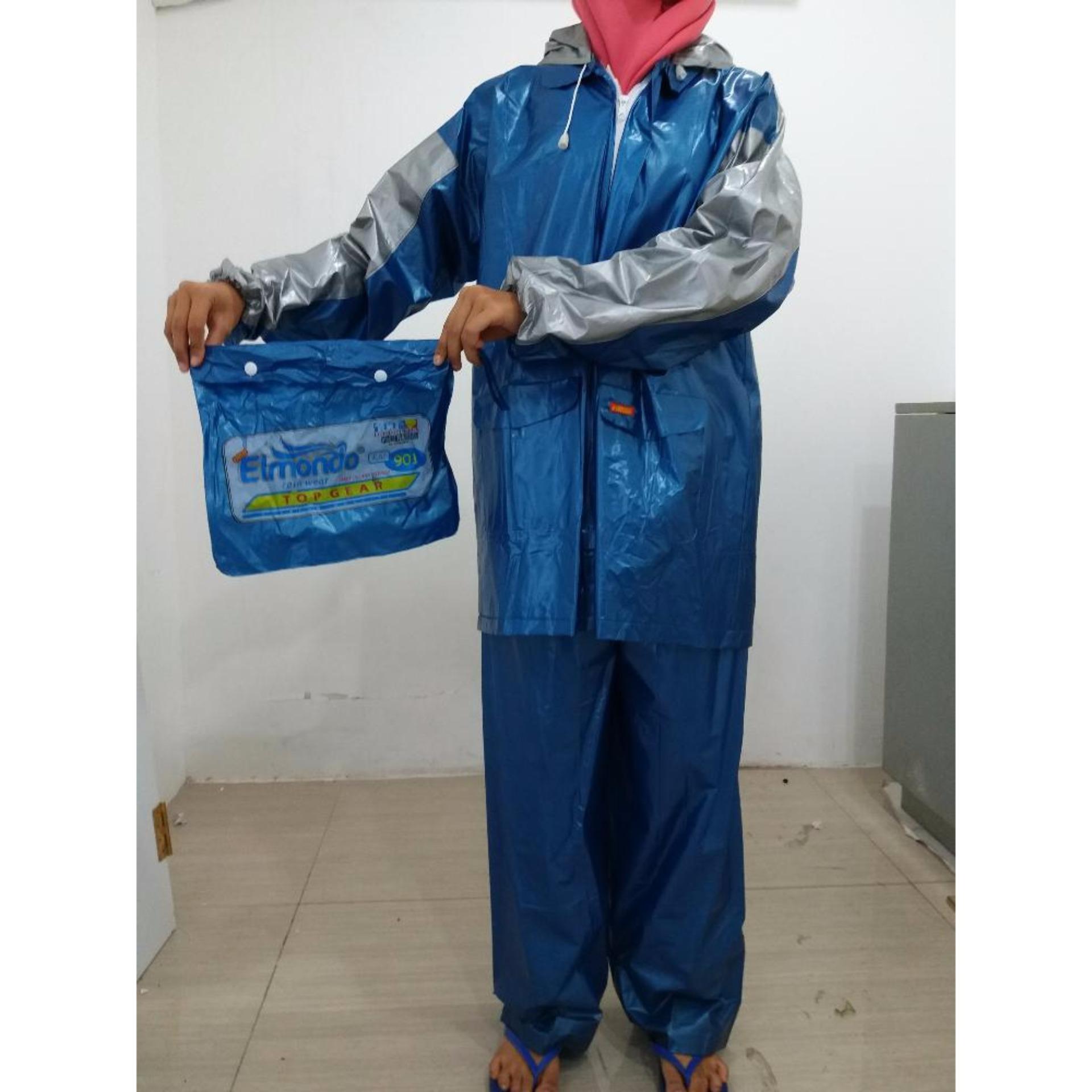 Termurah Elmondo Top Gear Jas Hujan Setelan Baju Celana Tipe 901 Top Gear - Biru
