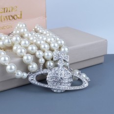 Euro-Amerika West Ibu Suri Vivienne 3 F Saturnus Kalung Mutiara Mengunci Tulang Rantai Pengantin Pernikahan gaun Perlahan Jika 瑄 Bersama Gaya-Internasional