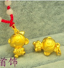 Monyet Kecil Plates dengan Emas Tali Merah Kalung untuk Mourn Liontin Anting-Anting Pria dan Wanita 12 cina Zodiak Signs Awalnya Kehidupan Tahun Pecinta Pergi Bersama dengan Hiasan Anak Kalung-Internasional