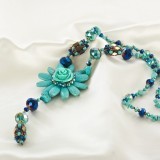Produk Baru Tersedia Di Pasaran Desain Asli Ras Tipis Dekorasi Angin Hijau Loose Stone kalung Sweter Rantai Kristal Blossom untuk Menumbuhkan Kalung-Internasional