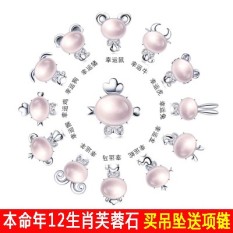 Hidup Ini Tahun 12 Cina Zodiak Tanda Lotus Batu Berkabung untuk Fall Ke Kalung Wanita Ke Dalam brief Mengunci Tulang Batu Teratai Animal Liontin Anting-Anting Rantai-Internasional