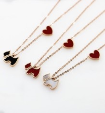 Hidup Ini Tahun Wanita Milik Anjing Benevolence Kalung untuk Mengunci Rantai Tulang Cina Zodiak Tanda Anjing tahun Titanium Baja Mawar Emas Hadiah Dekorasi untuk Hari Valentine-Internasional