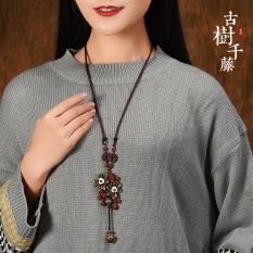 Ribuan Rakyat Kuno Rotan Bergaya Semua-Cocok Musim Dingin Sweter Rantai Kalung Retro Panjang Tembaga Bunga Liontin dan Klasik Temperamen- internasional