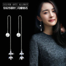 Tianshichibang Anting Mutiara Rantai Rumbai Jarum Perak Anting Bintang Sederhana