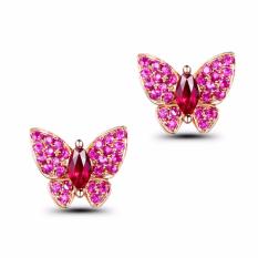 Tiaria 18K Butterfly Ruby Earring Rose Gold Aksesoris Emas Anting
