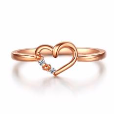 Tiaria 18K Dearest Diamond Heart Ring Rose Gold Perhiasan Emas Cincin
