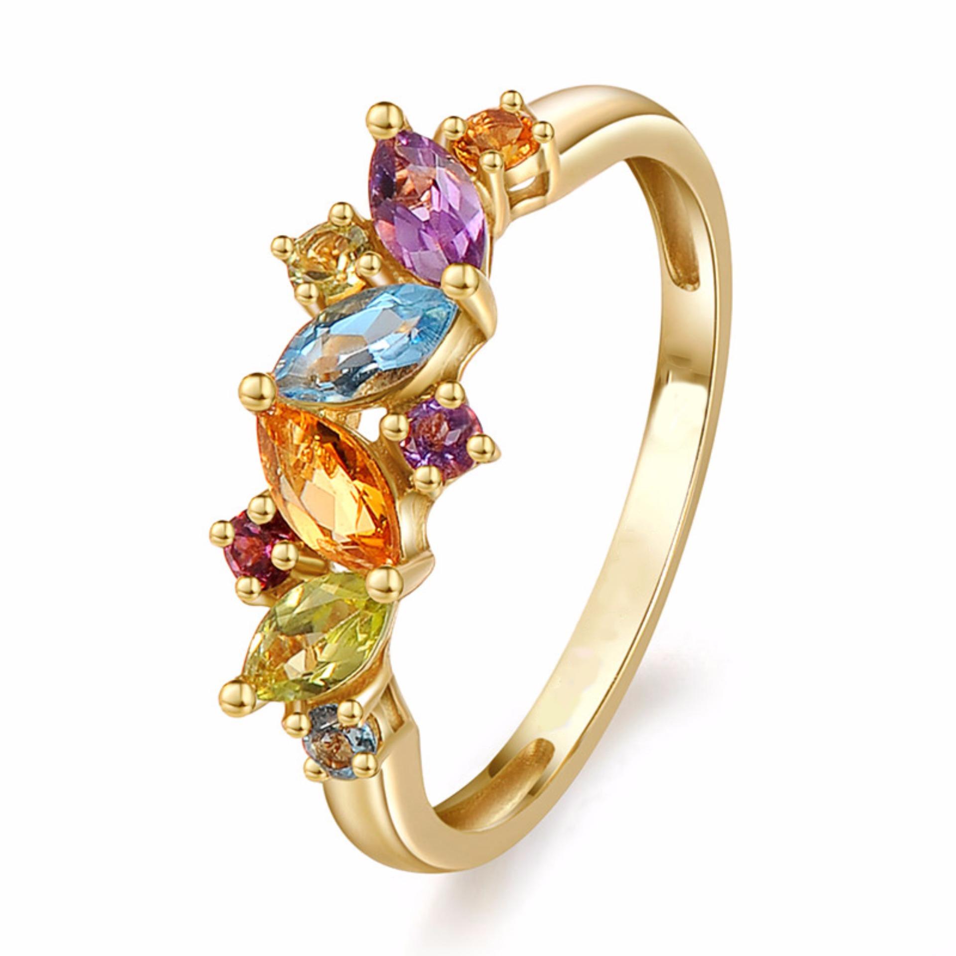 Tiaria 18K Flawless Gems Ring Yellow Gold Perhiasan Emas Cincin