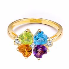 Tiaria 18K Gracious Clover Leaf Ring Yellow Gold Perhiasan Emas Cincin