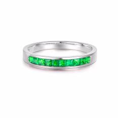 Tiaria 18K Green Tsavorite White Gold Perhiasan Emas Cincin Wanita