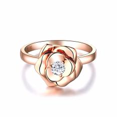 Tiaria 18K Resplendent Rose Ring Perhiasan Emas Berlian Cincin