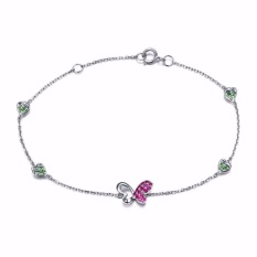 Tiaria 18K Ruby Butterfly Bracelet White Gold Aksesoris Perhiasan Emas
