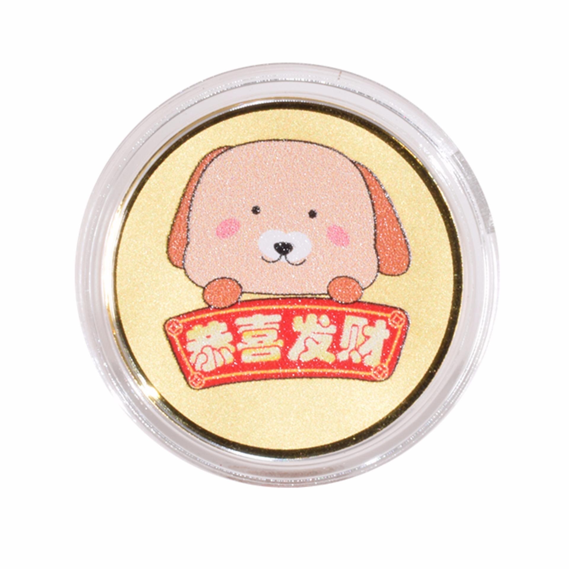 Tiaria 24K Dog Gong Xi Facai Banner Logam Mulia Emas Murni 24 Karat 0.2 gram