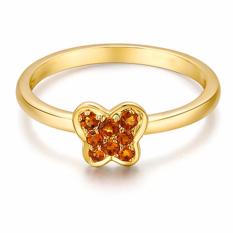 Tiaria 9K Butterfly Citrine Ring Yellow Gold Perhiasan Emas Cincin