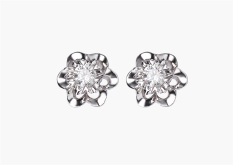 Tiaria DJXED001 Perhiasan emas anting emas putih 18K berlian