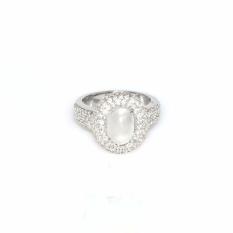 Bella & Co. Moonstone Ring Cincin Batu Bulan Alami Silver Lapis Emas 18K