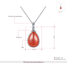 Tide Pioneer Fashion Ladies Kalung Berlapis Emas Putih untuk Pernikahan DARK RED Opal Liontin-Internasional