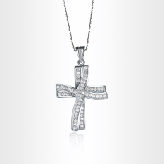 Tide Pioneer Fashion Wanita Perhiasan Putih Berlapis Emas Crystal Double Salib Pendant Kalung-Intl