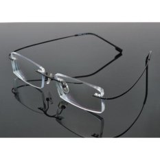 Titanium Alloy Tanpa Henti Tanpa Bingkai Kacamata Baca Ultra Light UV400 Anti-kelelahan Lensa + 4.00