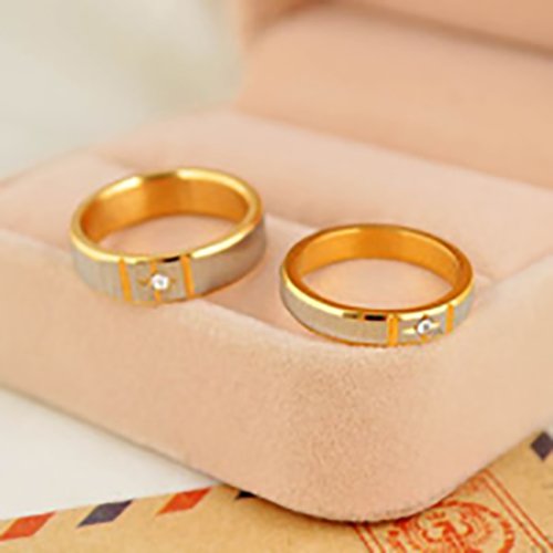 [Bisa Bayar Di Tempat] 2 Cincin + Kotak Cincin Couple Titanium Perak Emas Original CC003